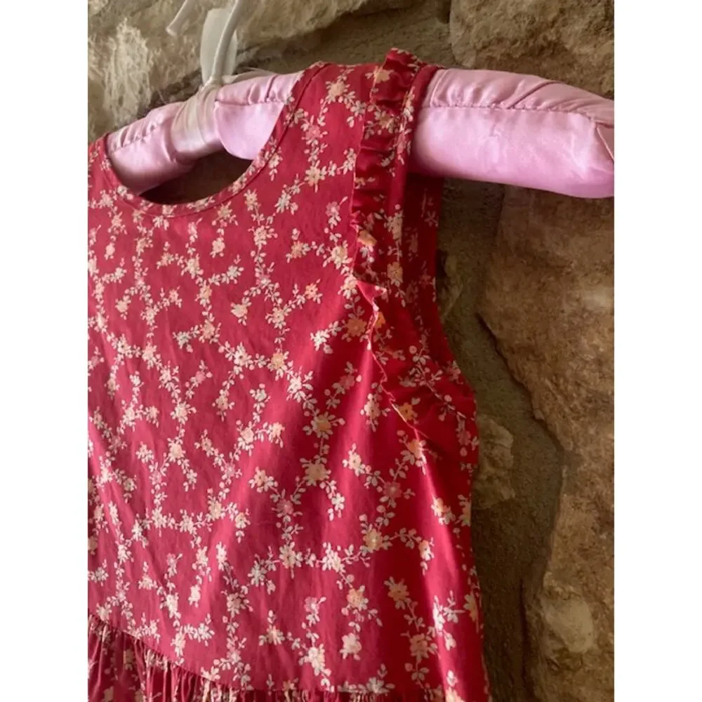 Vintage 90s Laura Ashley Girls Floral Red Dress - 6 Years